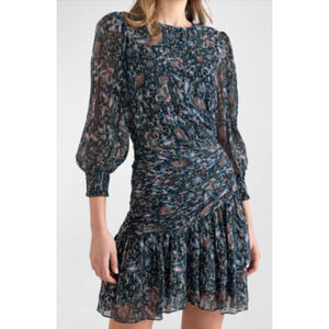 Shoshanna Delray Printed Blouson-Sleeve Mini Dress Size 2 MSRP $498
